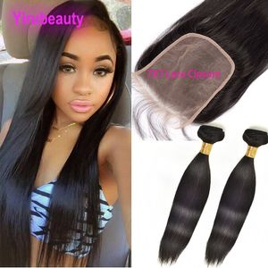 Brazilian Virgin Hair Straight Bundles With 7X7 Lace Closure 3 Pieces/lot Straight Human Hair Wefts With Top Closures 7 By 7
