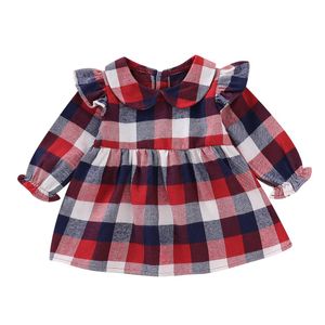 0-24M Neugeborenen Baby Mädchen Kleid Langarm Plaid Prinzessin Party Kleid Kleidung