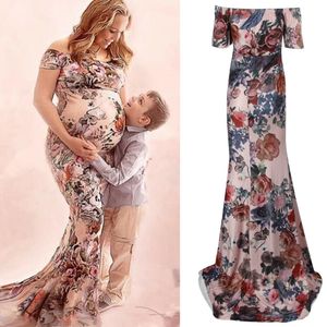 Womens Pregnants Sexy Photography Props Off Shoulders Nursing Long Dress Maternity Dress Clothing Trailing Long Dress