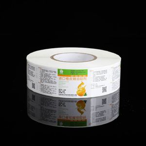 Customized roll package paper adhesive sticker label glossy varnishing medicine bottle sealing labels printing custom