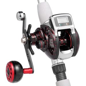 Digital LED Display Isca Isca Casting Pesca Carretel 14BB 6.3: 1 Relação Botão Metal Lidar Metal Baitcasting Reel 999m Controle de pesca