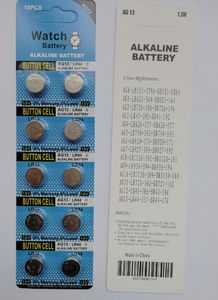 1000packs AG13 LR44 A76 Battery 1.5v Alkaline Button cells 10pcs per blister card pack 0%Hg Pb AG13