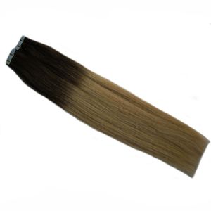 T6 18 Brown And Blonde Ombre Virgin Brazilian Straight Remy Hair 40 PCS Ombre Tape In Human Hair Extensions PU Skin Weft Tape In Hair