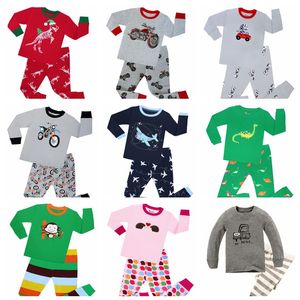 100 bomullspåsar djurmask pyjamas sätter barn pyjamas för 2-8 år Barn bilutskrift Pijamas motor Sleepwear Boys kläder 31Style DHL