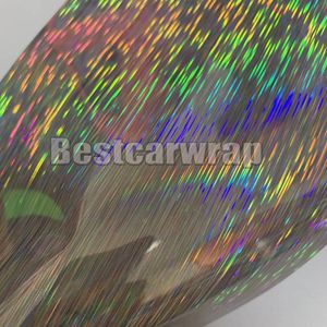 Srebrny Neo Chrome Hologograficzny winylowy Wrap Wrap Wrap z pęcherzykiem powietrza Hologram Hologram Laser Sticker 1,52x20m/ 5x65 stóp
