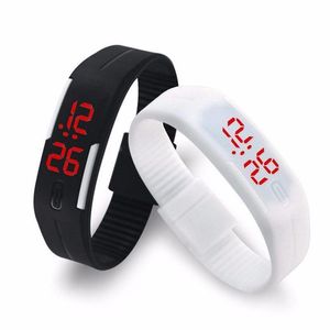 Unisex Sportklocka Silikonarmring Digital LED Herrklockor Jelly Vattentätt Armband Dam Armbandsur Relojes gratis DHL