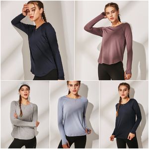 LL-WT188 Women Yoga T-Shirts Girls Running Long Sleeve Ladies Casual Yoga Outfits Adult Sportswear Exercise & Fitness Wear Shirt Breathable