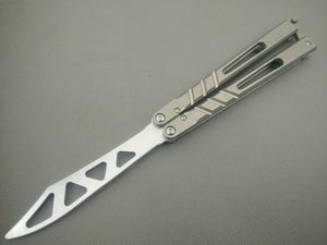Titanyum Yürüyüş Bıçaklar toptan satış-Balisong kanalı D2 bıçak titanyum kolu kelebek eğitmen eğitimi bıçak değil keskin El Sanatları Dövüş sanatları Koleksiyon knvies