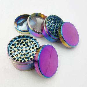 Smoking Accessories Mini 4 Layers Herb Grinder Rainbow Laser Color Zinc Alloy Tobacco Grinders 40mm 50mm 55mm 63mm Diameter Spice Crusher Grinder 5915IB