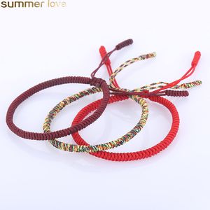 Handgemachtes rotes Seil tibetisches Armband buddhistische Liebe Glücksbringer Knoten gewebte Armbänder Armreifen für Frauen Männer Schmuck Zubehör