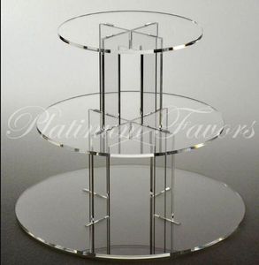 3 Tier Clear Desk Perspex Cup Cake Stand Rack wedding decoration