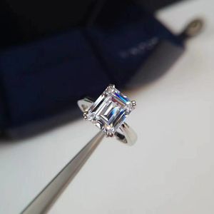 Mode- Pure Silver Paris Design Dames Charm Ring met 3 Oct Vierkante Diamant voor Vrouwen Bruiloft Sieraden PS7622