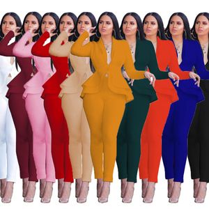 Nowe europejskie spodnie 2024 i amerykańska wiosenna jesień Temperament stały kolor długi rękawie warstwa powietrza Profesjonalne mundury swobodne kobiety