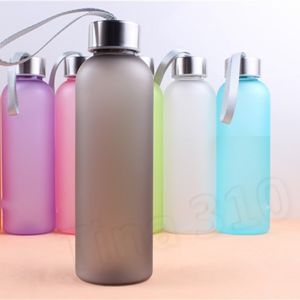 new 600ml Frosted Water Bottles Candy Color Dull Polish Bottle Sports Kettle Travel Outdoor Camping Plastic Cup drinking cupT2I5567