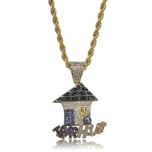 TRAP HOUSE PENDANT GOLD ICED OUT PENDANT Micro Pave Cubic Zircon Hip Hop Pendant Necklace For Men Women Gifts