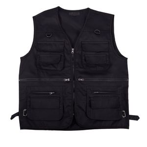 Gilet da pesca da uomo con zip multitasche per fotografia / caccia / viaggi sport all'aria aperta