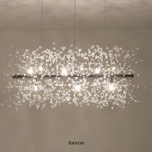 LED Modern Crystal Pendant Lamps European Romantic Flower Dandelion Hanging Lights Fixture American Shopping Mall Hotel Dining Room Indoor Lighting