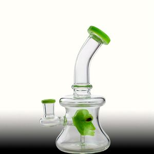 Bong com cabeça de caveira verde Bong Cachimbos de água 14,4 mm Tamanho da junta 18 cm de altura Vidro grosso Plataforma de petróleo Turbina Perc e HoneyColor Em linha