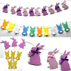 Easter Pull Flag Pull Flower Bunting Card Decoration Party Smart Eyes Easter Bunny flag Layout Decorazioni pasquali RRA2659