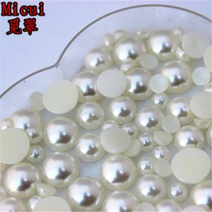 Micui mm mm mm imitation perle ronde en résine ABS Demi Perles Flatback Perles Pour Bijoux Vêtements Artisanat Décoration ZZ214