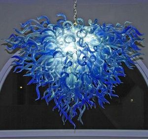 Lamps 100% Hand Blown Glass Crystal Chandeliers Home Restaurant Hotel Lobby Decoration Blue or Turquoise Color Heart Shape Hanging LED Chandelier