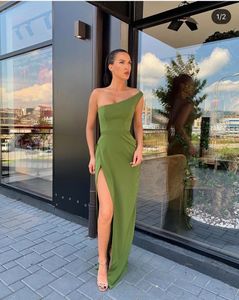 Kılıf Yeşil Şifon Bir Omuz Uzun Balo Elbiseleri Seksi Ön Aylak Arapça Resmi Elbiseler Akşam Elbisesi 2020 Vabendkleider Tatlı 1243Q