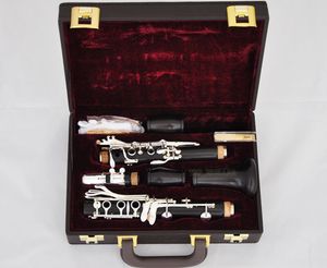 Professionelle afrikanische Klarinette aus schwarzem Ebenholz, 18 Tasten, Silber und Nickel, mit neuem Koffer