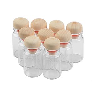 7ml Clear Glass Vials With Wood Cap Stopper Gift Bottles Jars Vials Decoration Craft Gift Diy 100pcs