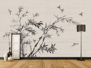 Пользовательские обои 3d стереоскопические обои ручная роспись бамбуковые обои фон украшение стены живопись