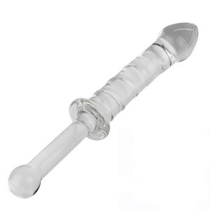 Dildo di vetro Pene di vetro di cristallo Dildo realistico Vaginale Massaggio del punto G Spina Massaggio anale Bastone Giocattolo del sesso per masturbatore femminile Y200422