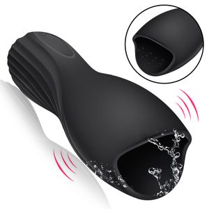 10 Speed Vibrator penis Delay Trainer Male Masturbator Vibrator Automatic Oral Stimulate Massager Sex Toys for Men J2199