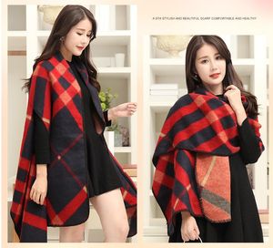 Wholesale- designer knitted double-sided dual-use scarf warm thick air conditioning shawl high-grade imitation cashmere fashion wild tassel