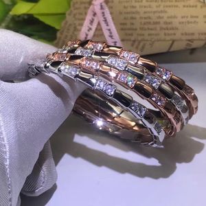 Brand Fashion Snake-Shaped New Multi-sektion Fullständig Diamant Par Bangle Elastic Live Mode Par Armband för Bride Smycken Gift