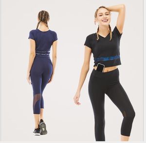 Outdoor fitness clothes sports leisure quick-drying T-shirt mesh collision color splicing Yoga suit women