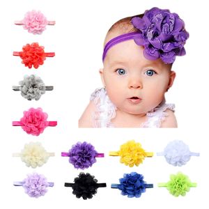 Nowe piękne kwiaty pałąk baby dziecięce dziecięce akcesoria do włosów Multicolor Szyfonowy kwiat z miękkim elastycznym szydełkowym hairband