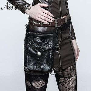 Women PU Leather Drop Leg Bag Rock Motorcycle Female Messenger Shoulder Crossbody Bags Small Waist Fanny Riding Pack