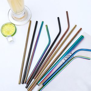 No Glass Drinking Straws Multiple Colour Drinking Straws 215*6mm 267*6mm Stainless Steel Bent And Straight Reusable Drink Straw