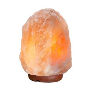 Himalayan kristall salt rock lampa presentbord lampa natt ljus naturlig form med träbotten dimmer switch linje