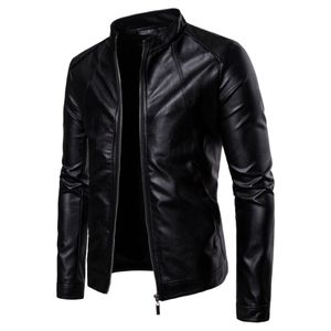 Mens Jackets Nova Coleira Masculina Locomotiva Couro Moda Pure Color Lavado Pu Jaqueta De Couro