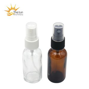 15 ml 30 ml Amber cam sprey şişesi toptan uçucu yağ parfüm şişeleri siyah veya beyaz kapaklı