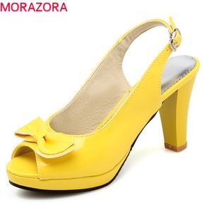 Morazora 2020 حار بيع النساء الصنادل الحلو زقزقة تو حزب الأحذية أحذية الزفاف بسيطة مشبك الصيف الأحذية منصة أحذية عالية الكعب