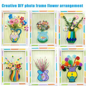 Crianças cubo de espuma Beads Artes e Ofícios Photo Frame Botão Bouquet Diy Fazendo Kit Handmade criativas puzzles 3D Pintura Brinquedos para Crianças