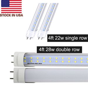 18W 4FT LED Lights 4 FT T8 22W LED Tubes Light SMD 2835 28W Double Row LED Tube T8 G13 Fluorescent Tube Lamp type B dual end power direct wire for shop garage