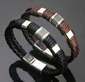 Vintage Leder Herren Rindsleder Magnet Armband Mode Leder Persönlichkeit Domineering Geflochtenes Leder Armband WY602
