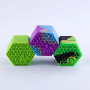 Nonstick honeybee vaxbehållare 26 ml hexagon honungsbi silikon container mat klass burkar dab verktyg lagring burk oljehållare 10 färger