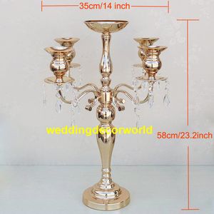 Novo estilo de Metal Ouro / Prata Castiçais Com suporte de flor Candelabro Da Coluna Para O Casamento Portavelas flor stand best0574