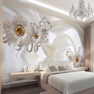 Papel de parede do Mural Modern Silk Cloth diamante grande pintura de parede Art For Living Room Papers Home Decor 3D