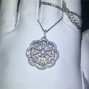 Изысканные ювелирные изделия цветок форма кулон с ожерелье стерлингового серебра 925 5A Циркон Cz обручальные свадебные подвески для женщин подарок