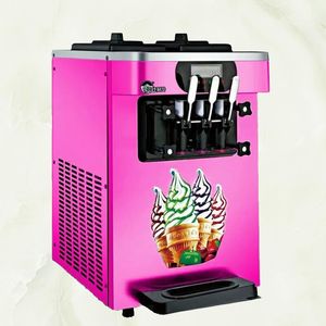 Factory Direktförsäljning 110V / 220V Ice Cream Machine 3 Flavors Ice Cream Maker Högkvalitativ kommersiell mjuk glassmaskin