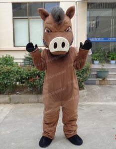 Halloween Brown ferocemente cinghiale Mascotte Costume wildpig Animale Anime tema personaggio Natale Carnevale Party Fancy Dress Adult Outfit